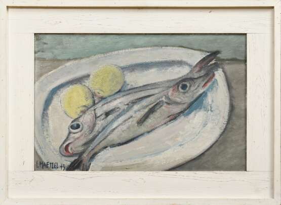 Maetzel, Emil (1877-1955) „Stillleben mit Fischen und Zitronen“ 1943, Öl/Malpappe, u.l. sign./dat., 39,5x58,5cm (m.R. 56x75,5cm), Provenienz: direkt vom Künstler erworben, Sammlung Gerhard Schack, Hamburg - фото 2