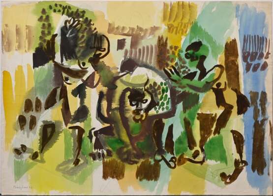 Bargheer, Eduard (1901-1979) "Feldarbeit" 1948, Aquarell/Bleistift, u.l. sign./dat., 47,4x66cm, kleine Randdefekte - Foto 1