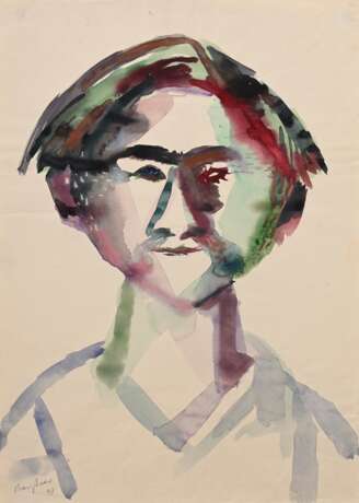 Bargheer, Eduard (1901-1979) "Portrait" 1948, Aquarell/Bleistift, u.l. sign./dat., BM 49,8x34,8cm, min. Altersspuren - photo 1