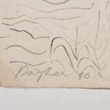 Bargheer, Eduard (1901-1979) "Küstenlandschaft mit Kirche" 1940, Tinte, verso: "Selbstportrait-Studie", u.l. sign./dat., BM ca. 32,3x42,8cm, leicht fleckig, min. Randdefekte - Foto 2