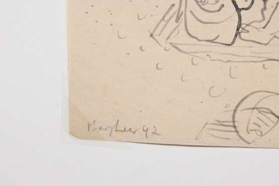 3 Bargheer, Eduard (1901-1979) "Strandszenen" 1947, je u. sign./dat., 2x verso sign./dat./bez. "Badende IX" und "Schirme am Strand", ca. 22x28cm, leicht vergilbt, z.T. verso Montagereste - Foto 2