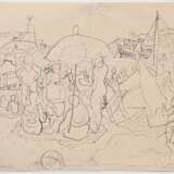 3 Bargheer, Eduard (1901-1979) "Strandszenen" 1947, je u. sign./dat., 2x verso sign./dat./bez. "Badende IX" und "Schirme am Strand", ca. 22x28cm, leicht vergilbt, z.T. verso Montagereste - Foto 6