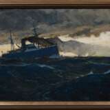 Bartels, Hans von (1856-1913) „Transatlantik“ 1902, Gouache, u.r. sign./dat., verso bez./betit./dat., 34x47cm (m.R. 38,3x51,3cm), min. Defekte der Maloberfläche - Foto 2