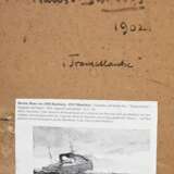 Bartels, Hans von (1856-1913) „Transatlantik“ 1902, Gouache, u.r. sign./dat., verso bez./betit./dat., 34x47cm (m.R. 38,3x51,3cm), min. Defekte der Maloberfläche - Foto 5