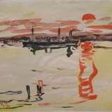 Behrend, Rudolf (1895-1979) "Schiff bei Sonnenuntergang" 1954, Aquarell, u.l. monogr./dat., BM 52,5x69,5cm, min. Altersspuren - Foto 1