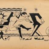 Beyerlein, Kurt (1904-1945) „Galante erotische Szene“, Tusche, u.r. sign., 7x11,7cm (m.R. 25,8x32,2cm), vergilbt, leicht fleckig - photo 1