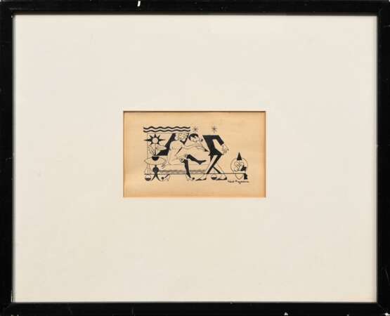Beyerlein, Kurt (1904-1945) „Galante erotische Szene“, Tusche, u.r. sign., 7x11,7cm (m.R. 25,8x32,2cm), vergilbt, leicht fleckig - photo 2