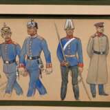 Christiansen, Rasmus (1863-1940) „Studenten und Militär“ 1902, Bleistift/Aquarell, 3 Zeichnungen in einem Rahmen, je sign./bez./dat., je 10,2x15,8cm (m.R. 45,5x24,5cm), kleine Defekte - photo 2