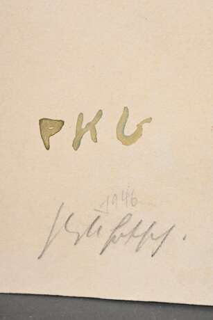 Gotsch, Friedrich Karl (1900-1984) "Kinder mit Ziege" 1946, Aquarell, u. monogr./sign./dat./betit./bez., 63x48,5cm, leichte Altersspuren, verso Montagereste - photo 2