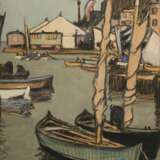 Hartig, Hans (1873-1936) „Hafenszene mit Zirkus“, Pastell/Aquarell, u.l. Nachlassstempel, verso Echtheitsvermerk, 40x28,8cm (m.R. 56,5x44,5cm) - photo 1