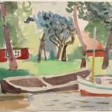 Hartmann, Erich (1886-1974) "In der Haseldorfer Marsch", Aquarell/Kohle, verso Nachlassstempel und bez., freigestellt gerahmt, 42,7x59,7cm (m.R. 62x78,5cm), min. Altersspuren - photo 1