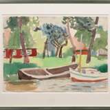 Hartmann, Erich (1886-1974) "In der Haseldorfer Marsch", Aquarell/Kohle, verso Nachlassstempel und bez., freigestellt gerahmt, 42,7x59,7cm (m.R. 62x78,5cm), min. Altersspuren - photo 2