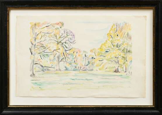 Hauptmann, Ivo (1886-1973) „Hirschpark“ 1914, Kohle/Aquarell, u.r. sign./dat., BM 32,3x50,5cm (m.R. 45,3x63,5cm), 2 kleine Randeinrisse (1/1,5cm), leicht fleckig - photo 2