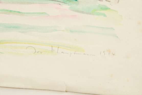 Hauptmann, Ivo (1886-1973) „Hirschpark“ 1914, Kohle/Aquarell, u.r. sign./dat., BM 32,3x50,5cm (m.R. 45,3x63,5cm), 2 kleine Randeinrisse (1/1,5cm), leicht fleckig - photo 3