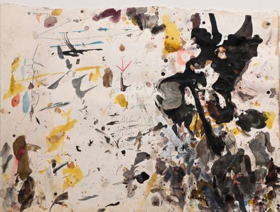 Janssen, Horst (1929-1995) "Schmierpappe", Tinte/Aquarell/Collage, BM 38,5x52,8cm, leicht wellig, Riss - photo 1