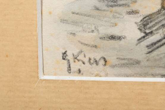 Kiers, George Laurens (1838-1916) "Eisvergnügen", Kohle/Aquarell, u.l. sign., 20x27cm (m.R. 42,5x54cm), leicht fleckig - photo 3