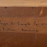 Leitner, Heinrich (1842-1913) „Logger bei bewegter See“ 1904, Aquarell/Bleistift, u.l. sign./dat., verso auf Klebeetiketten bez./betit., 41,x77cm (m.R. 51x86cm), gebräunt, o.r. Riss - photo 6