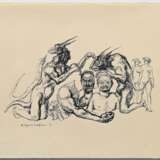 10 Mayrshofer, Max (1875-1950) "Groteske und Albträume", Tinte, 1x aquarelliert, je sign., BM 23,5x30cm, z.T. Montagereste und fleckig, Altersspuren, Provenienz: Slg. Gustav Bürger/München - photo 5