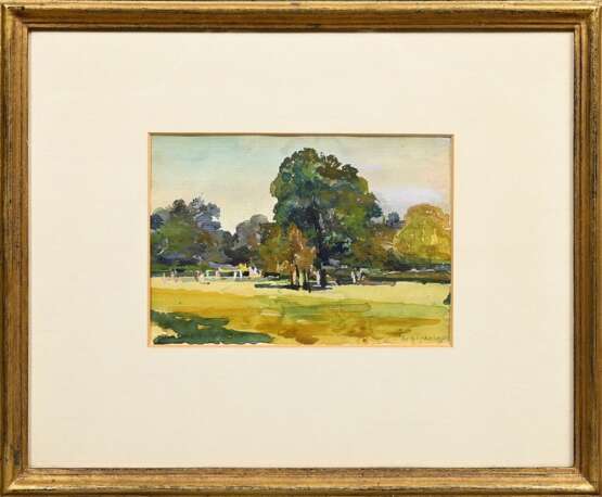 Mayrshofer, Max (1875-1950) "Parkszene", Aquarell, u.r. sign., 12,2x13,5cm (m.R. 30x36,8cm), Provenienz: Slg. Gustav Bürger/ München - photo 2