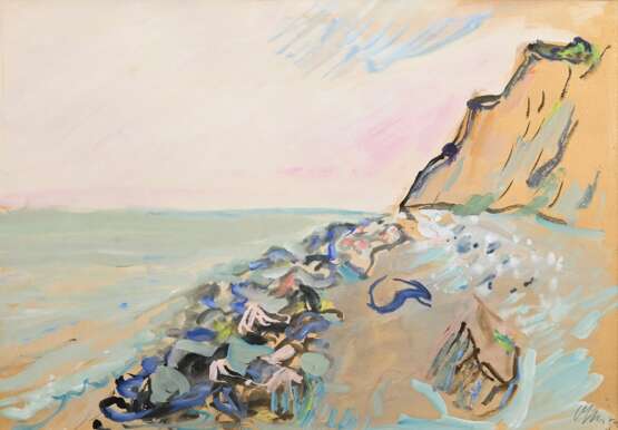 Ohm, Wilhelm (1905-1965) "Steilküste" 1953, Tempera, u.r. sign./dat., 45,5x65,5cm (m.R. 66x92cm), leichte Altersspuren - photo 1