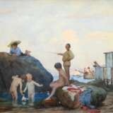 Preiswerk, Theophil (1846-1919) "Badevergnügen", Aquarell, u.r. sign., 31,5x47cm (m.R. 48x63cm), min. fleckig - photo 1