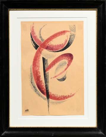 Sofronova, Antonina Fedorovna (1892-1966) "Komposition", Aquarell, u.l. monogr., freigestellt gerahmt, BM 29,5x19,5cm (m.R. 42,3x33cm), vergilbt, leichte Montierungsflecken - photo 2