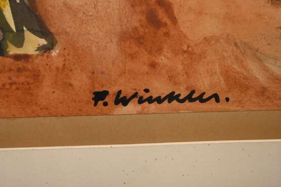 Winkler, Fritz (1894-1964) „Drei Schweine im Stall“, Aquarell, u. sign., freigestellt gerahmt, 43x59,5cm (m.R. 61,5x81,5cm) - photo 4