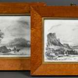 2 Zeichnungen eines unbekannten Künstlers der Englischen Schule "Flusslandschaft (Southampton)" und "Küstenszene" um 1800/1820, Bleistift (Sgraffito), 1x verso undeutl. bez., je ca. 12,8x16,8cm (m.R. … - photo 1