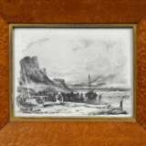 2 Zeichnungen eines unbekannten Künstlers der Englischen Schule "Flusslandschaft (Southampton)" und "Küstenszene" um 1800/1820, Bleistift (Sgraffito), 1x verso undeutl. bez., je ca. 12,8x16,8cm (m.R. … - photo 2