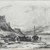 2 Zeichnungen eines unbekannten Künstlers der Englischen Schule "Flusslandschaft (Southampton)" und "Küstenszene" um 1800/1820, Bleistift (Sgraffito), 1x verso undeutl. bez., je ca. 12,8x16,8cm (m.R. … - photo 3