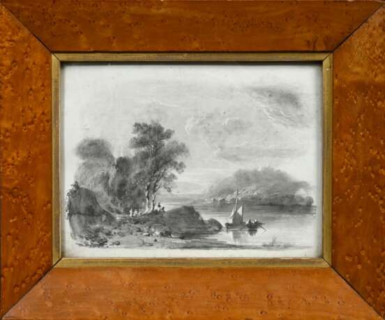 2 Zeichnungen eines unbekannten Künstlers der Englischen Schule "Flusslandschaft (Southampton)" und "Küstenszene" um 1800/1820, Bleistift (Sgraffito), 1x verso undeutl. bez., je ca. 12,8x16,8cm (m.R. … - photo 6