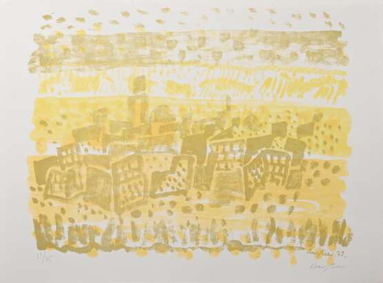 Bargheer, Eduard (1901-1979) "Stadtansicht" 1973, Farblithographie, 53/75, u. sign./num., u.r. i.d. Platte sign./dat., BM 39,7x54cm, min. Altersspuren - photo 1