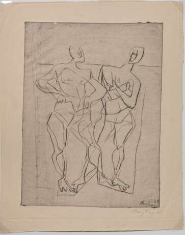 Bargheer, Eduard (1901-1979) "2 Personen am Strand" 1948, Radierung, u.r. sign./dat., u.r. i.d. Platte sign./dat., PM 32,2x24,7cm, BM 40,8x32,5cm, leicht vergilbt, min. fleckig - photo 2