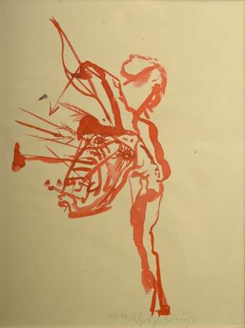 Beuys, Joseph (1921-1986) "o.T. (Indianer mit Pfeilen beschossen)" 1974, Farblithographie, 15/17 A.P., u. sign./num., Trockenstempel “Matthieu Litho/ Switzerland”, 72x51,5cm (m.R. 74,5x54,5cm) - фото 1