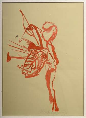 Beuys, Joseph (1921-1986) "o.T. (Indianer mit Pfeilen beschossen)" 1974, Farblithographie, 15/17 A.P., u. sign./num., Trockenstempel “Matthieu Litho/ Switzerland”, 72x51,5cm (m.R. 74,5x54,5cm) - фото 2