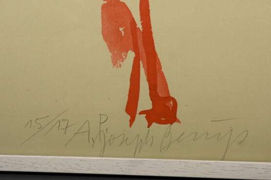 Beuys, Joseph (1921-1986) "o.T. (Indianer mit Pfeilen beschossen)" 1974, Farblithographie, 15/17 A.P., u. sign./num., Trockenstempel “Matthieu Litho/ Switzerland”, 72x51,5cm (m.R. 74,5x54,5cm) - фото 3