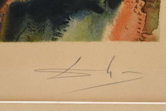 Dali, Salvador (1904-1989) "Don Josés letzter Auftritt" 1968, Farblithographie, CI/CXXV, u. sign./num., o.r. i. Stein sign./dat., PM 54x43cm (m.R. 80,5x64,5cm), vergilbt - photo 3
