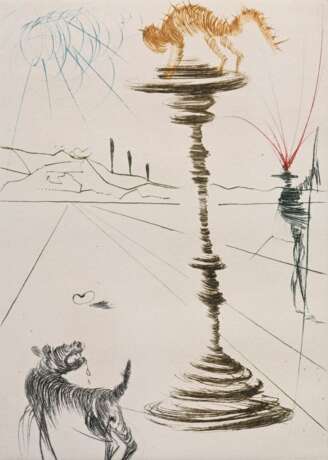 Dali, Salvador (1904-1989) "Der Widerspenstigen Zähmung" 1970, Farbradierung, 238/250, u. sign./num., aus: "Viel Lärm um Shakespeare", PM 17,5x12,5cm, BM 40x30cm, leicht fleckig - photo 1