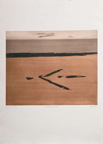 Eglau, Otto (1917-1988) "Zeichen im Watt" 1981, Farbradierung, 11/70, u. sign./num./dat./bez., PM 39,5x49,5cm, BM 76x56cm - photo 2