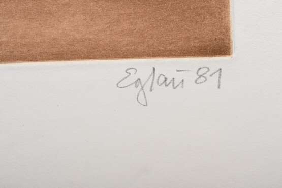 Eglau, Otto (1917-1988) "Zeichen im Watt" 1981, Farbradierung, 11/70, u. sign./num./dat./bez., PM 39,5x49,5cm, BM 76x56cm - photo 3
