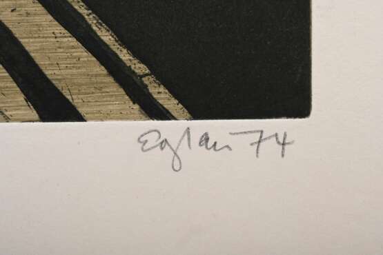 Eglau, Otto (1917-1988) "Sylt VI" 1974, Farbradierung, 21/100, u. sign./num./dat./bez., PM 39,8x49,5cm, BM 54x76,5cm, am Rand leicht fleckig, knickspurig - Foto 3