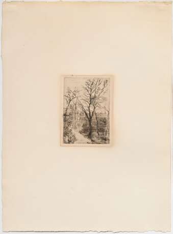 Ensor, James (1860-1949) "Weg bei Groenendael", Radierung, im Passepartout montiert, PM 14x10cm, BM 45,7x33,5cm (m.PP. 48,8x38,5cm), Lichtrand, min. fleckig - фото 2