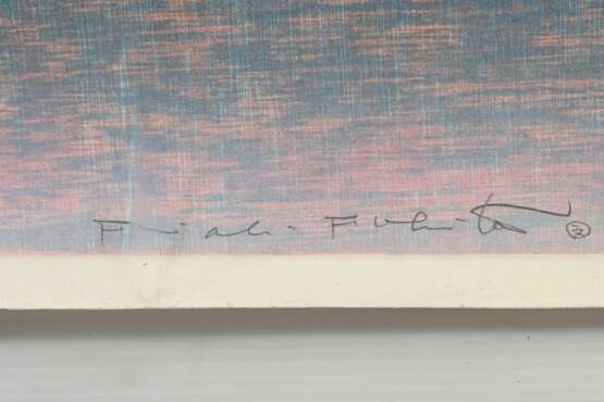 Fukita, Fumiaki (*1926) "Eis" 1970(?), Farbholzschnitt, u. sign./num./betit./dat. (?), PM 91,5x61cm, BM 93,5x63cm, leicht vergilbt, Randdefekte - Foto 3