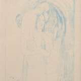 Gauguin, Paul (1848-1903) "La Orana Maria" 1894/95, Farblithographie (Zincographie), u.l. i.d. Platte Siegel des Künstlers, WVZ Mongan/Kornfeld/Joachim 27D, in Wellenleiste, PM 25,6x17,7cm, BM 29,8x22,5cm (m.R.… - Foto 1