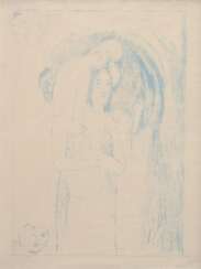 Gauguin, Paul (1848-1903) &quot;La Orana Maria&quot; 1894/95, Farblithographie (Zincographie), u.l. i.d. Platte Siegel des Künstlers, WVZ Mongan/Kornfeld/Joachim 27D, in Wellenleiste, PM 25,6x17,7cm, BM 29,8x22,5cm (m.R.…