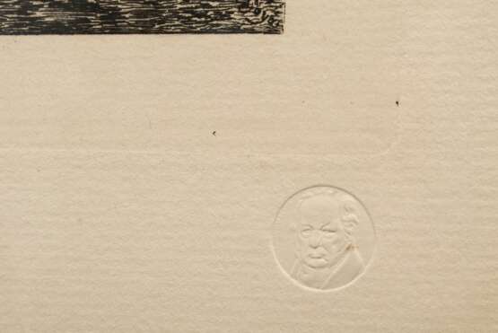 Goya, Francisco José de (1746-1828) "Der tapfere Rendon sticht einen Stier", Radierung, aus: La Tauromaquia, Platte Nr. 28, i.d. Platte num., u.r. Trockenstempel, mit Original-Rechnung und -Bescheinigung von Ga… - Foto 3