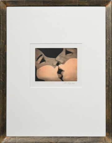 Hüppi, Johannes (*1965) "Küssende" 2000, Farbradierung, e.a., u. sign./dat./bez., PM 14,2x18,2cm (m.R. 61x48cm) - photo 2