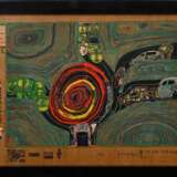 Hundertwasser, Friedensreich (1928-2000) "Kreisverkehr der Straßengekreuzigten" 1971/1972, Blatt 10 (Grün) aus "Look at it on a rainy day (Regentag-Mappe)", Farbserigraphie, 410/3000 und 41/300, u. si… - Foto 2