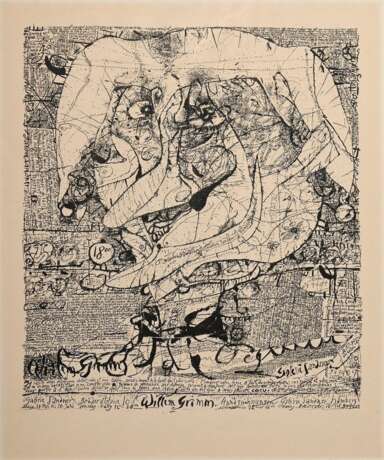 Janssen, Horst (1929-1995) „Willem Grimm - Ausstellung Galerie Sandner“ 1958, Lithographie, 56x46cm (m.R. 69,5x59,5cm), leicht vergilbt, Provenienz: Nachlass Anne Tügel - photo 1