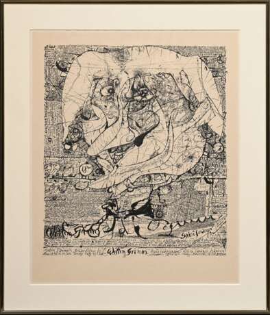 Janssen, Horst (1929-1995) „Willem Grimm - Ausstellung Galerie Sandner“ 1958, Lithographie, 56x46cm (m.R. 69,5x59,5cm), leicht vergilbt, Provenienz: Nachlass Anne Tügel - photo 2